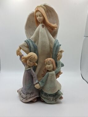 Cream Angel Figurine with Blue and Lavender Accents - Sentimental Home Accent